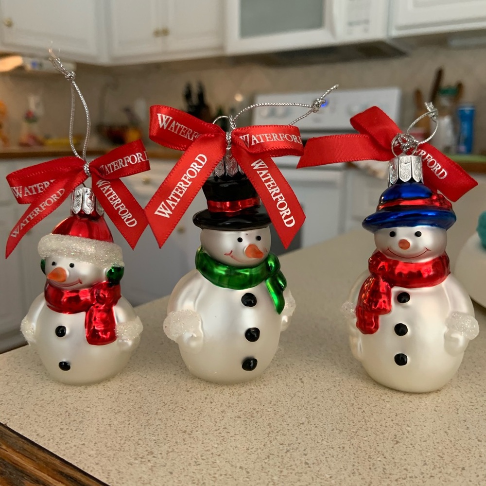Three Waterford Snowman Ornaments